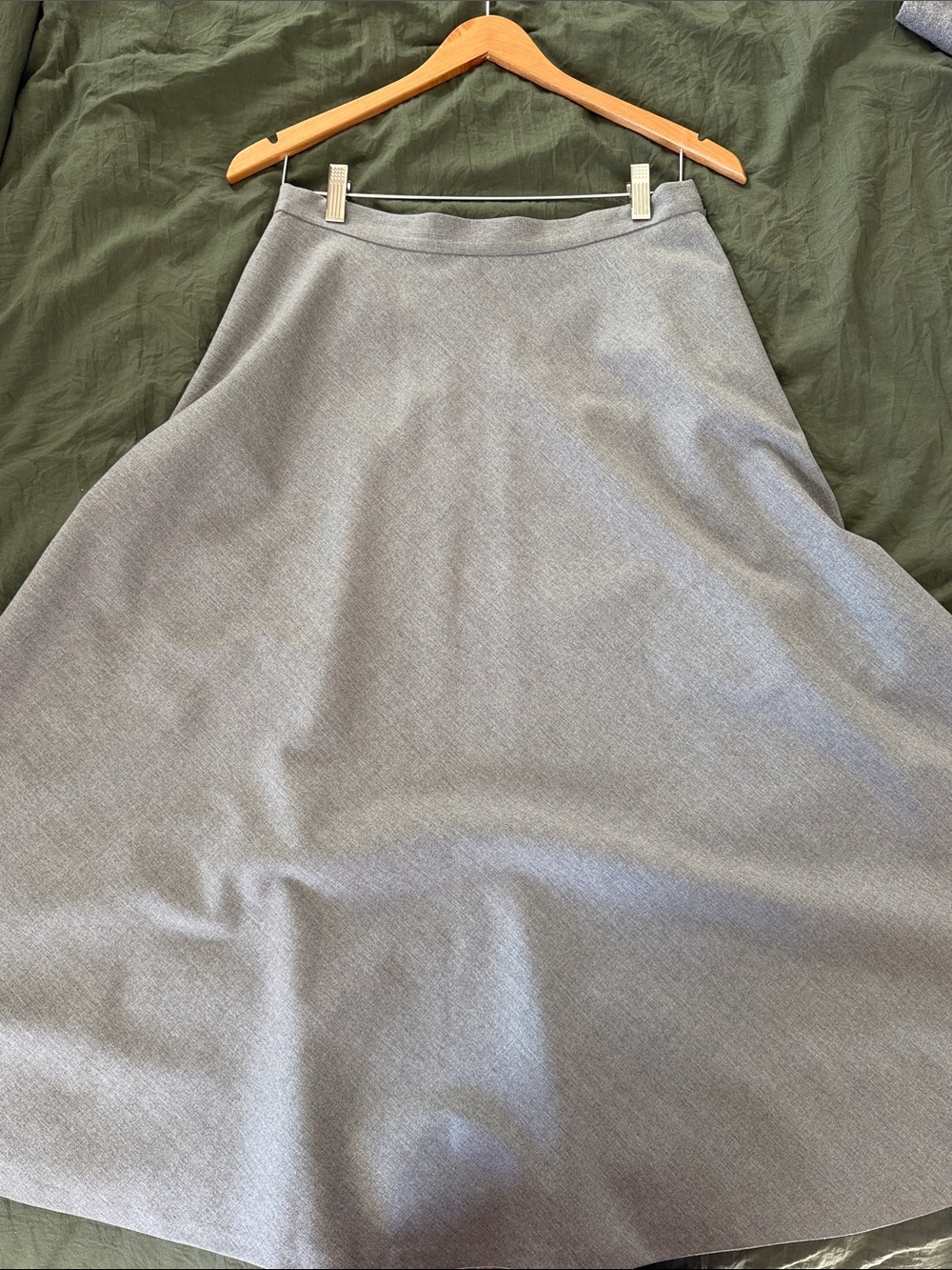 Lauren Ralph Lauren Gray Wool Blend A-Line Midi Skirt - Picture 3 of 5